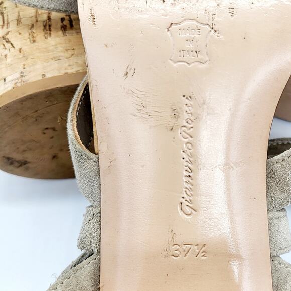 Gianvito Rossi Janis Beige Suede Wrap-Around Sandals Women's Size 7 (US) 37.5 - Picture 9 of 10